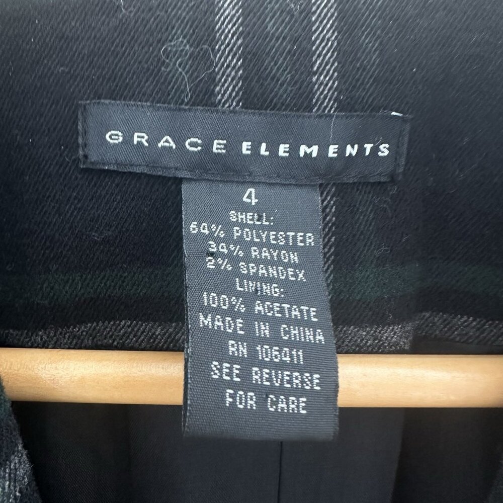 Grace Elements Womens Blazer Sz. 4 Black Plaid Ruffle Back Preppy Old Money 90s - Picture 5 of 12